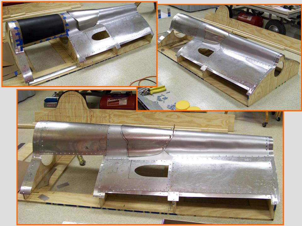 A composite picture of the fitting of the RAT and saddle panels in the 
            spine section. Click on the picture to enlarge it.